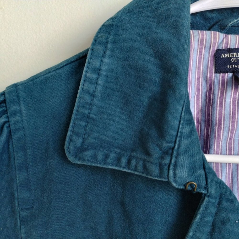 American Eagle Women's Double Breasted Blazer Jacket Blue Chunky Buttons Medium - Picture 3 of 8